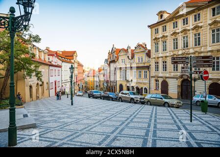 Prague, Czech republic - September 20, 2020. Nerudova street without tourists during travel restrictions