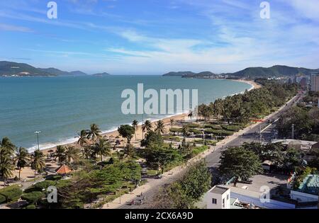 Seafront road and beach, Nha Trang, Vietnam Stock Photo