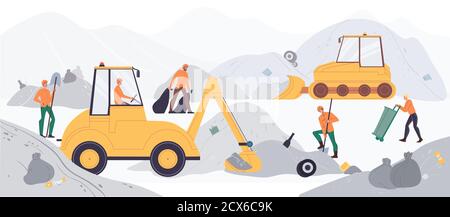 Waste processing garbage sorting recycling industry Stock Vector