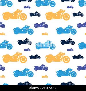 Seamless pattern of silhouette chopper motorcycles, for wrapping paper, wallpaper, fabric ornament, backdrop, print, gift wrap, cover of notebook Stock Vector