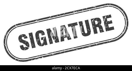 signature stamp. rounded grunge sign on white background Stock Vector ...