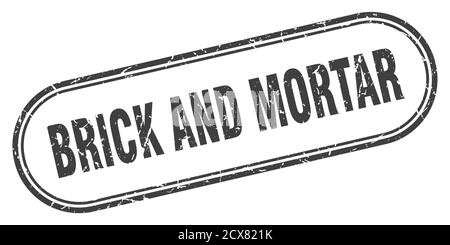 brick and mortar stamp. rounded grunge sign on white background Stock Vector