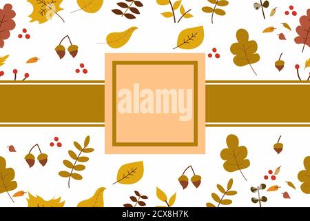 Autumn concept seasonal pattern with for the yellow leaves that fall and the branches and copy space for text or design. Vector illustration autumn te Stock Vector