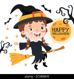 Happy Funny Child Celebrating Halloween Stock Vector