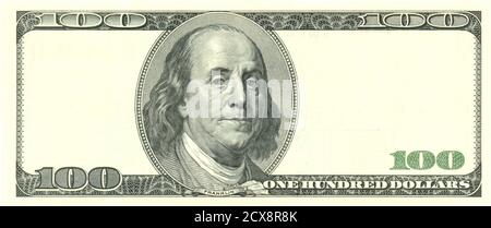 Blank 100 dollar bill banknote isolated with clipping path Stock Photo