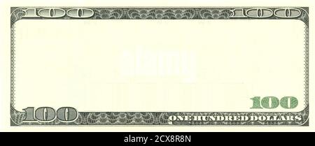 Blank 100 dollar bill banknote isolated with clipping path Stock Photo