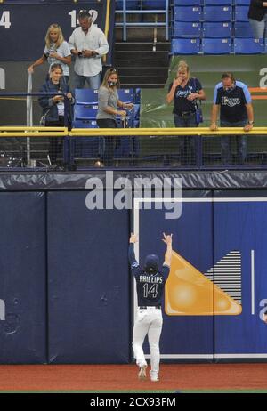 Tampa Bay Rays right fielder Brett Phillips signs autographs prior to the  Boston Red Sox Rays spring training baseball game at the Charlotte Sports  Park Tuesday March 22, 2022, in Port Charlottte