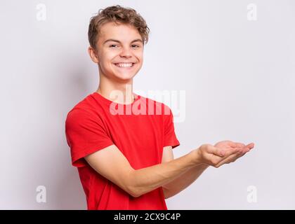 Enthusiastic Man smiling big arms stretched out in front palms up