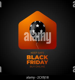 Black Friday Sale Banner for online shop, store.Keep Safe concept poster. Vector illustration eps 10 format Stock Vector
