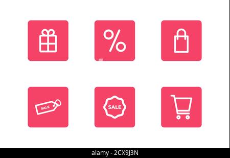 Icon set of Black Friday. Vector pictograms isolated on a white background. Trendy outline symbols for mobile apps and website design. Premium pack of Stock Vector