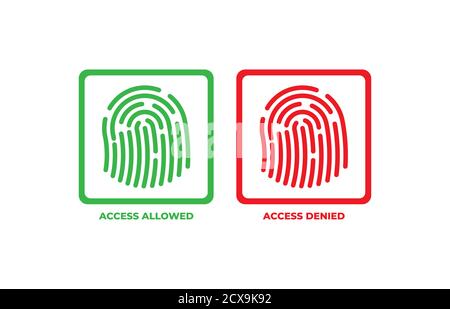 affirmative and denied access fingerprint symbol for internet, vector . Access accept and deny vector icons. Stock Vector