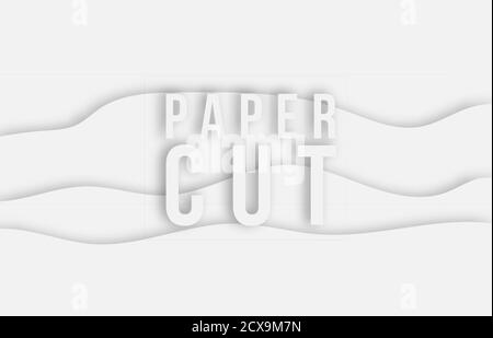 Trendy vector paper cut 3d effect grey background layers. Black and white waves and lines curved. Papercut abstract concept texture. Cutout realistic Stock Vector