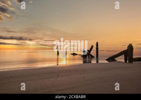 Sunrise on the beach in Thailand Stock Photo