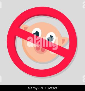 Restrictions on the consumption of pork icon. concept vector illustration. Stock Vector
