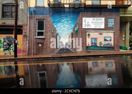 Street Art / Murals on Walnut Street in Downtown Asheville, North Carolina, USA Stock Photo