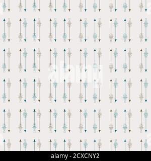 Seamless pattern with hand drawn decorative arrows. In brown and blue colors. Stock Vector