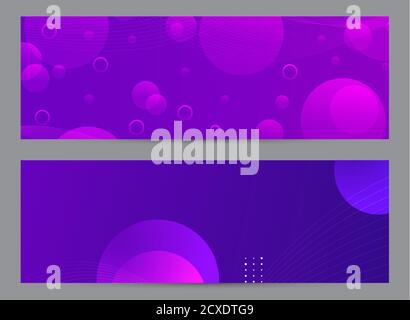 Purple fluid banner design. Liquid gradient shapes composition. Futuristic design posters. Fluid background design abstract bubble shapes for print or web on purple background Stock Vector