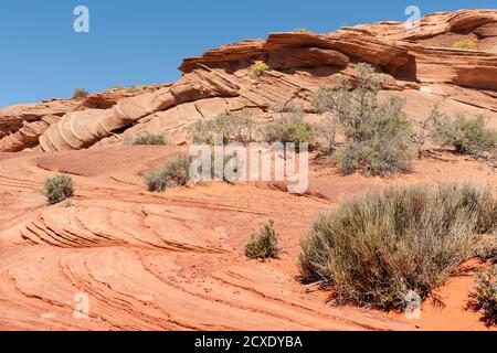 Geological rock hill with stratifaction effect from weathering over millennia Stock Photo