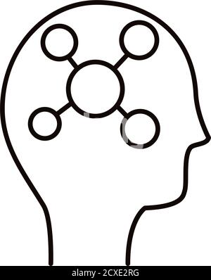 human profile with molecule line style icon vector illustration design Stock Vector