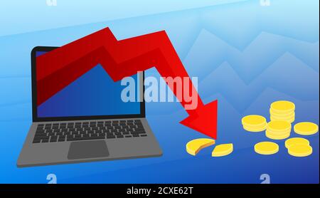 Global economic and financial crisis during the coronavirus. Fall of the exchange rate. Depreciation of the currency. Reducing the financial value of Stock Vector