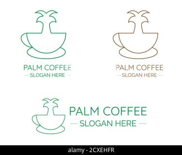 Illustration vector design of palm coffee logo for business coffee shop Stock Vector