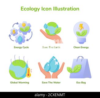 Climate Change Ecology Collection Icons Set Vector Stock Vector Image ...