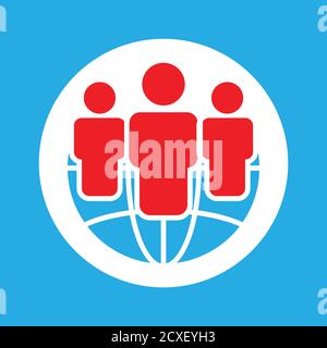 Business team flat icon. Global business network work icon. Design template vector Stock Vector