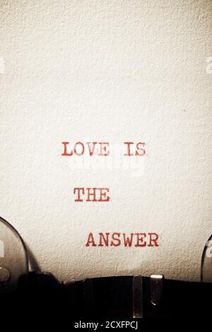 Love is the answer phrase written with a typewriter Stock Photo - Alamy