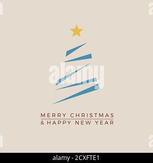 Abstract christmas tree, vertical greeting card in flat design, with triangles Stock Vector