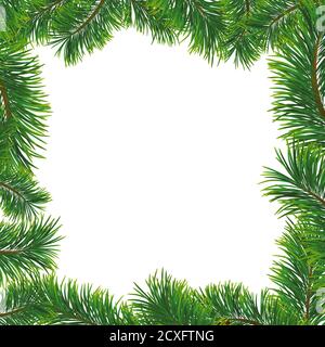Christmas background with fir branches. Vector illustration with frame and copy space Stock Vector