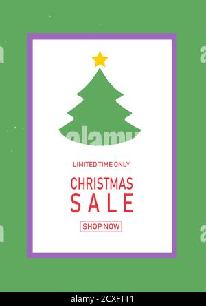 Christmas holiday sale on flat background. Limited time only. Template for a banner, shopping, discount. Vector illustration for your design Stock Vector