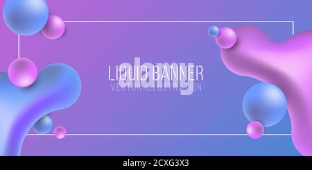 Liquid gradient shapes on a purple and blue background. Futuristic banner. Fluid concept. Vector illustration. EPS 10 Stock Vector
