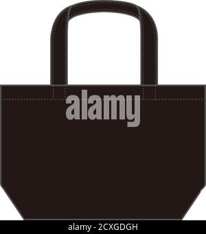 Small tote bag (ecobag , shopping bag) template vector illustration / black Stock Vector