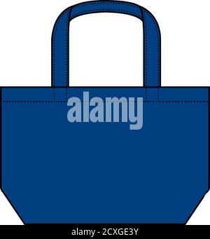 Small tote bag (ecobag , shopping bag) template vector illustration / blue Stock Vector