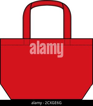 Small tote bag (ecobag , shopping bag) template vector illustration /red Stock Vector