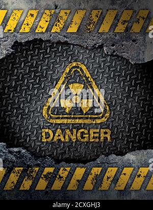 Danger sign on rusty metal background Stock Photo