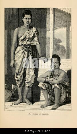 Woman of Bangkok, Thailand engraving on wood From The human race by Figuier, Louis, (1819-1894) Publication in 1872 Publisher: New York, Appleton Stock Photo