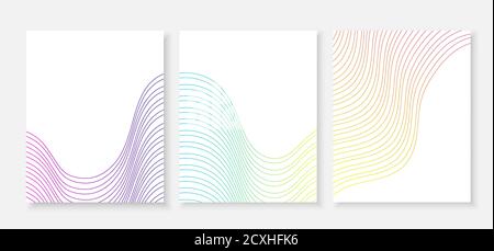 Wave colorful flowing lines curve banner set poster vector abstract background Stock Vector