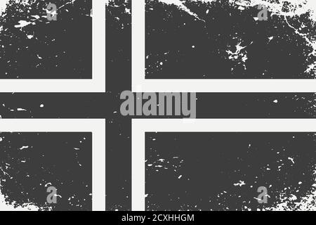 Grunge styled black and white flag Norway. Old vintage backgroun Stock Vector