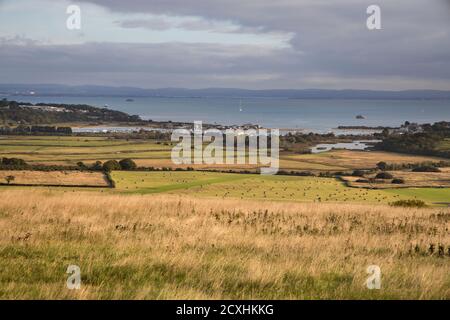 views from culver down towards bembridge on the isle of wight Stock Photo