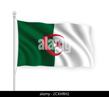 3d waving flag Algeria Isolated on white background. Stock Vector