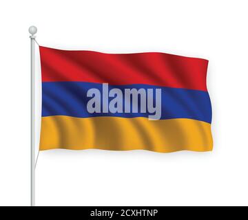 3d waving flag Armenia Isolated on white background. Stock Vector