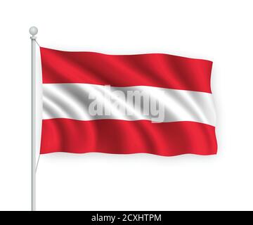 3d waving flag Austria Isolated on white background. Stock Vector