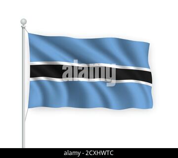 3d waving flag Botswana Isolated on white background. Stock Vector
