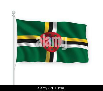 Waving flag of Dominica on white background. Banner or ribbon vector ...