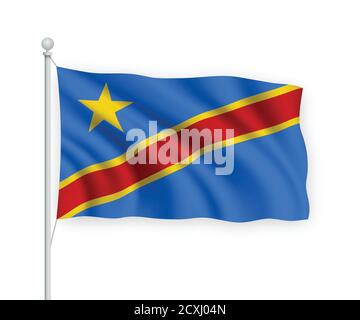3d waving flag Republic Congo Isolated on white background Stock Vector ...