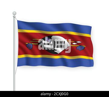 3D Realistic waving Flag of Eswatini on transparent background Stock ...