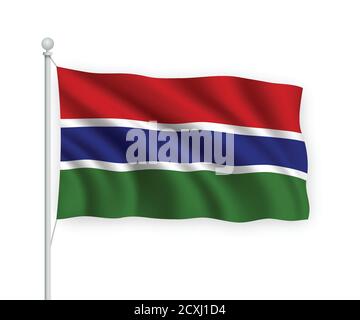 3d waving flag Gambia Isolated on white background. Stock Vector