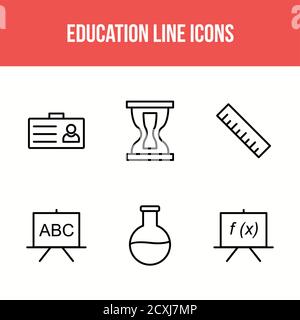 Beautiful Six Education & Schooling Line Icon set Stock Vector