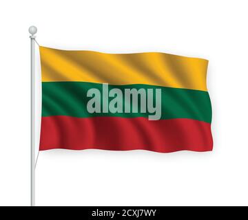 3d waving flag Lithuania Isolated on white background. Stock Vector
